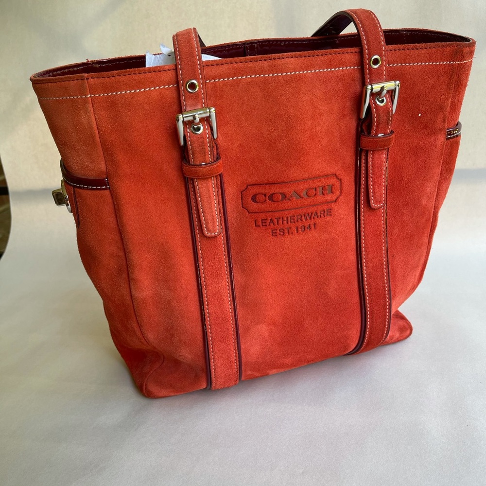 Coach Orange Suede Tote Gem